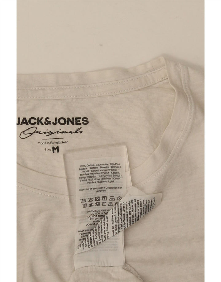 JACK & JONES Herre T-shirt Top Medium White Floral Bomuld