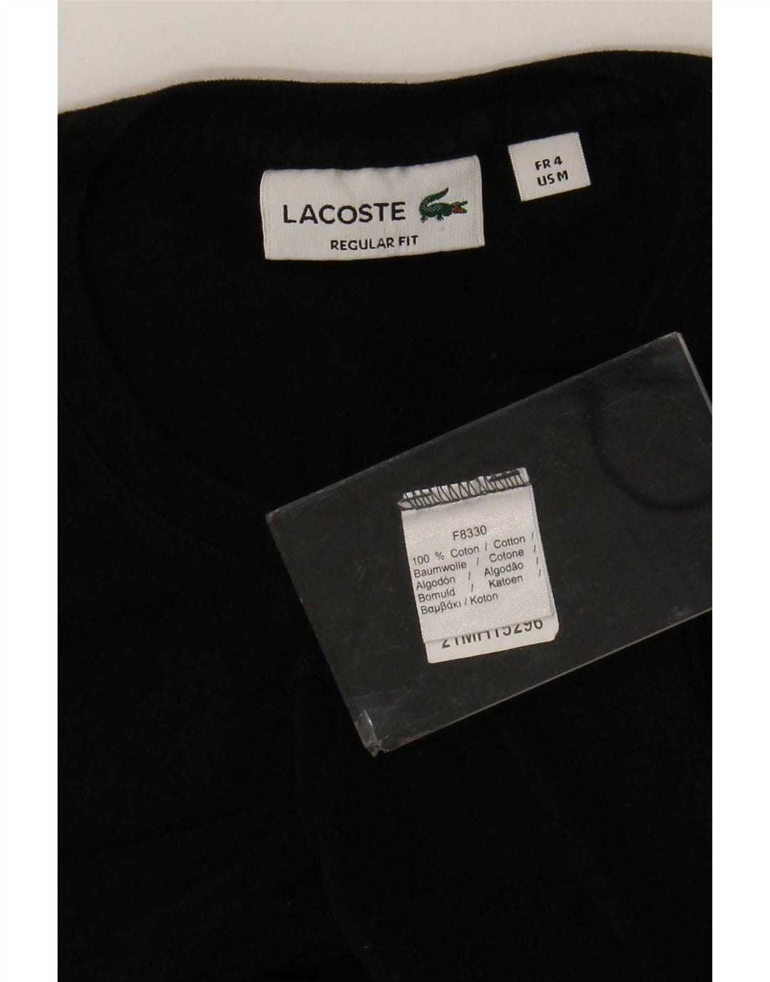 Lacoste Herre Regular Fit T-Shirt Top Størrelse 4 Medium Sort Bomuld