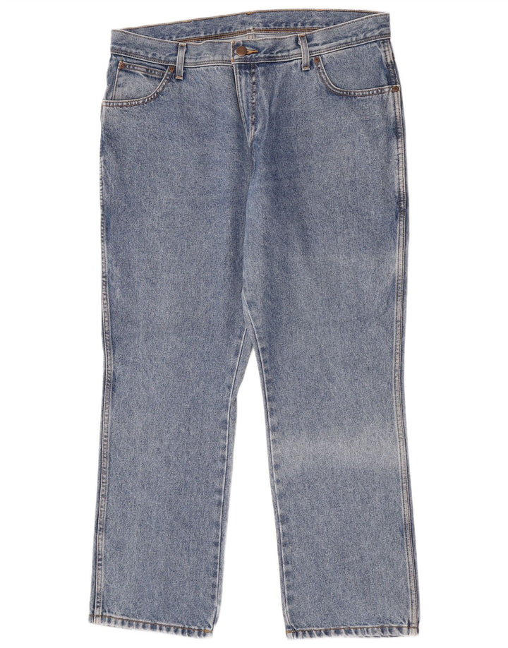 Wrangler Herre Regular Fit Straight Jeans W38 L30 Blå Bomuld