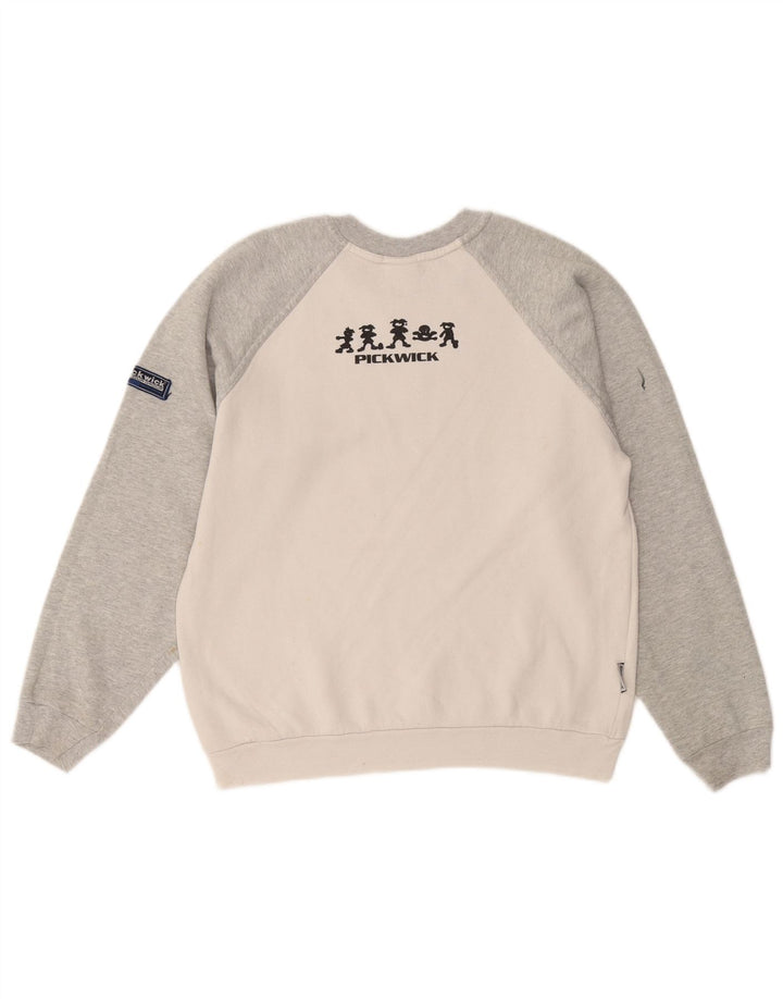PICKWICK Dame grafisk sweatshirt Jumper UK 14 Medium White Colourblock