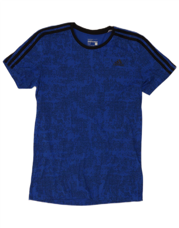 ADIDAS Herre Climalite T-Shirt Top Medium Blue Camouflage Polyester