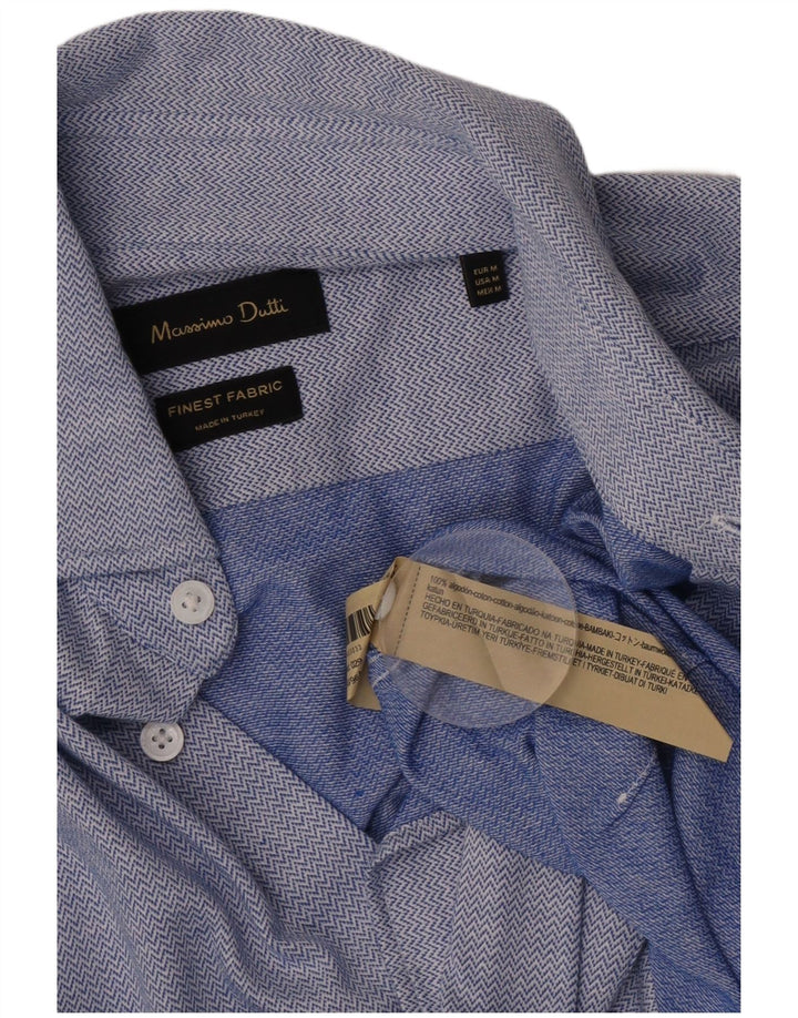 Massimo Dutti Herreskjorte Medium Blue Chevron Bomuld