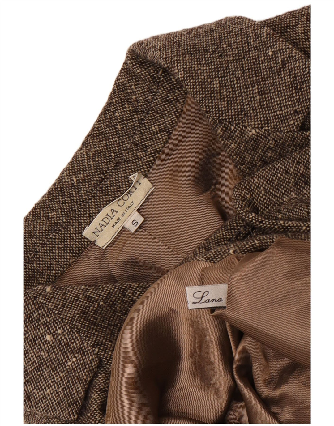 Vintage overfrakke til kvinder UK 10 Small Beige Flecked Uld