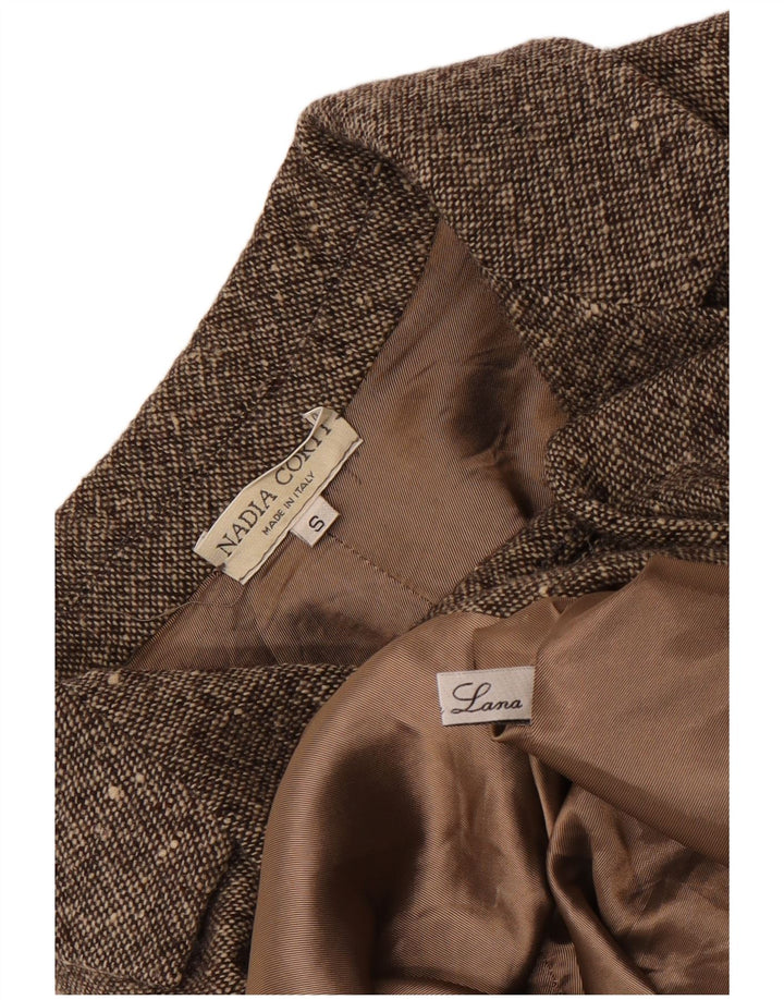 Vintage overfrakke til kvinder UK 10 Small Beige Flecked Uld