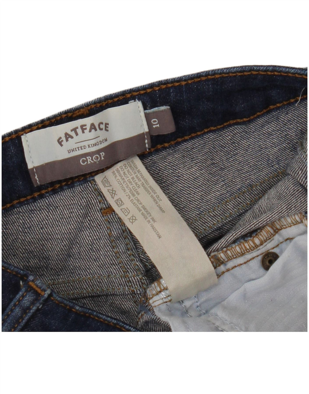 Fat Face Dame Slim Cropped Jeans UK 10 Small W30 L24 Blue Cotton