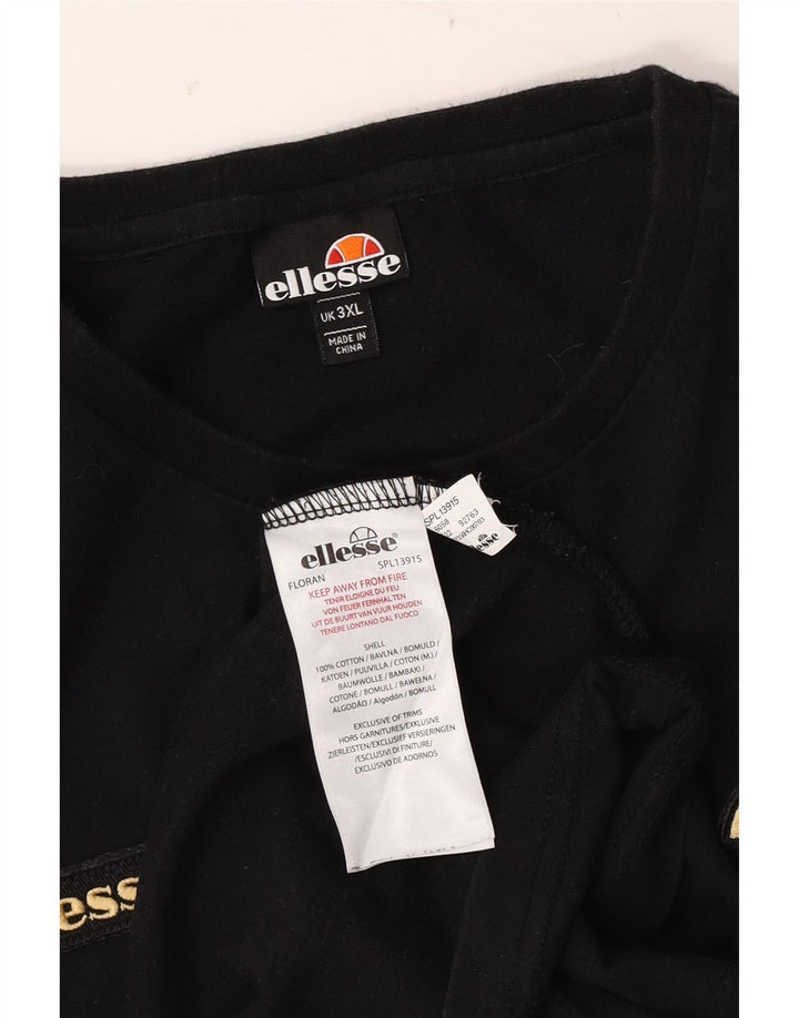 ELLESSE Herre T-Shirt Top 3XL Sort Bomuld
