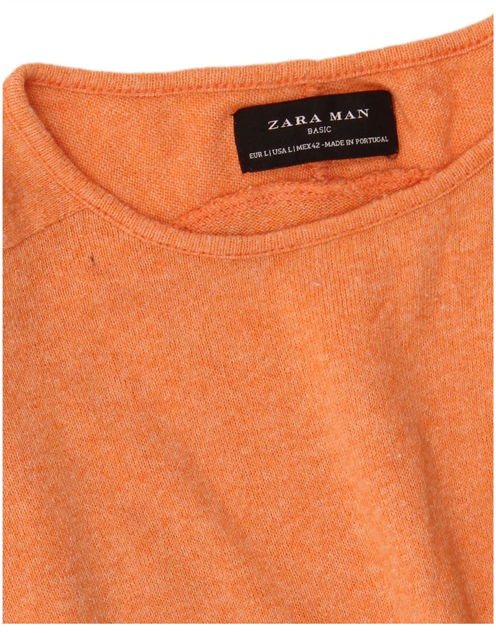 Zara Herre Jumper Sweater med rund hals Stor Orange