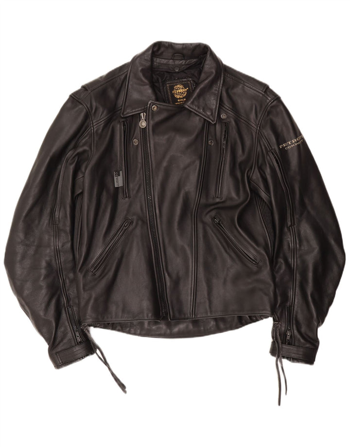 Herre grafisk læder Biker Jacket UK 42 XL Sort