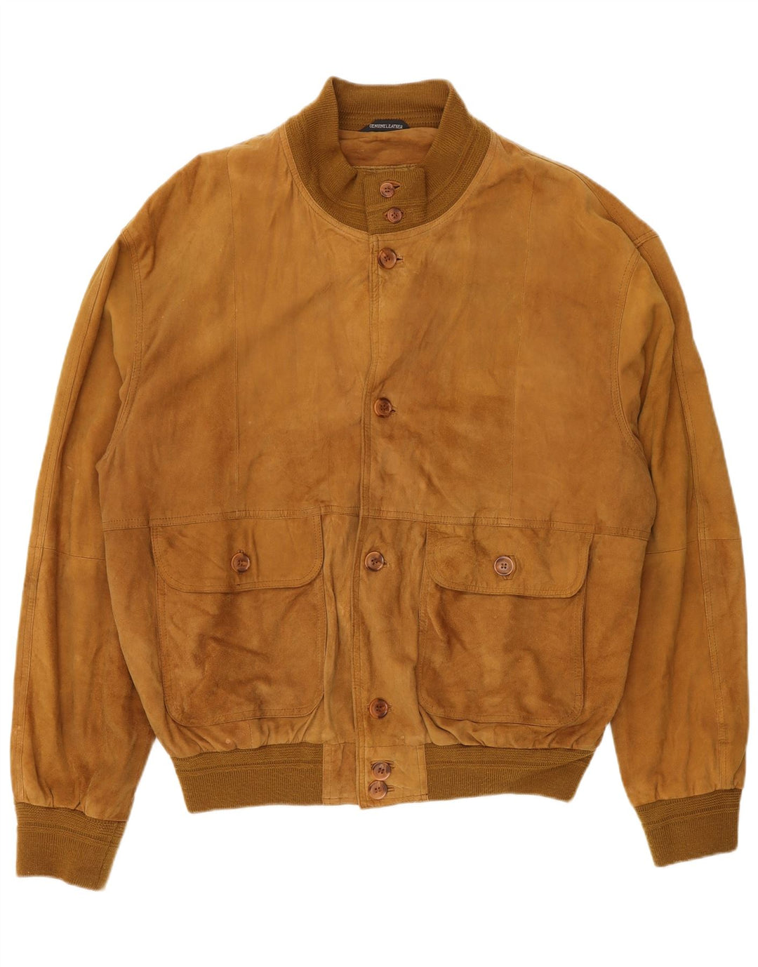 Vintage herre ruskind bomberjakke IT 54 2XL beige læder