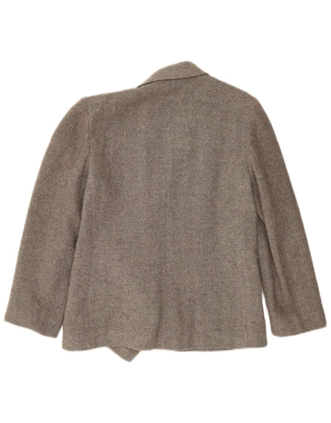 WPM Dame Dobbeltradet Blazer Jacket UK 14 Medium Grey Herringbone