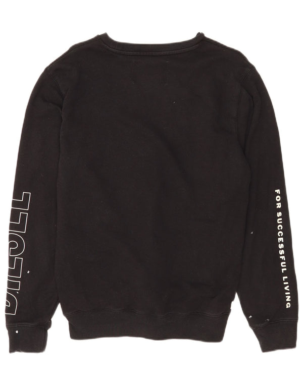 Diesel Dame Grafisk Sweatshirt Jumper UK 14 Medium Sort Bomuld