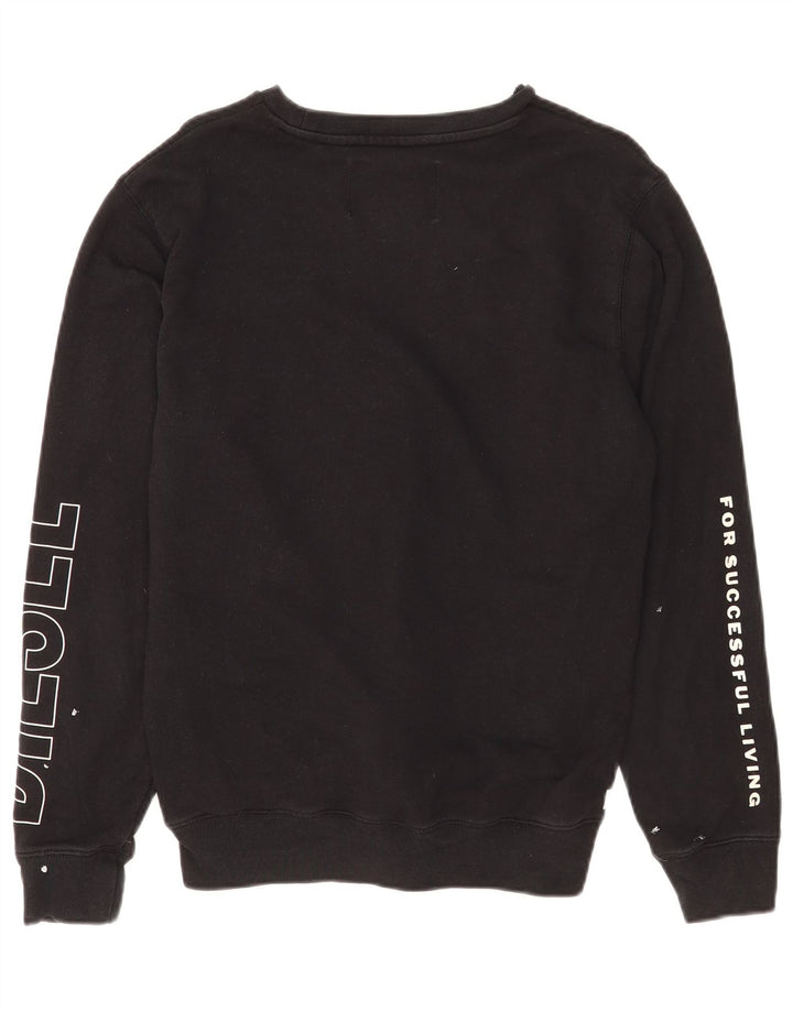 Diesel Dame Grafisk Sweatshirt Jumper UK 14 Medium Sort Bomuld