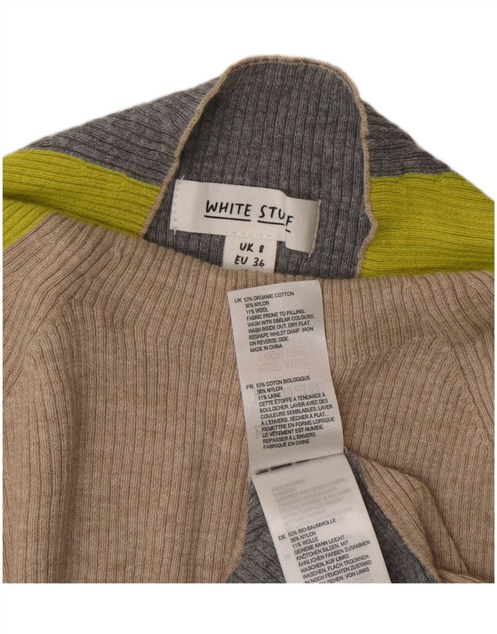 White Stuff Dame Turtle Neck Jumper Sweater UK 8 Small Grey Colourblock