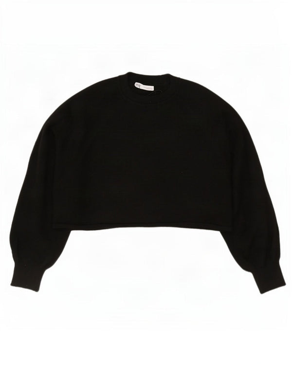 Zara Womens Crop Oversized bluse Top UK 14 Medium Black