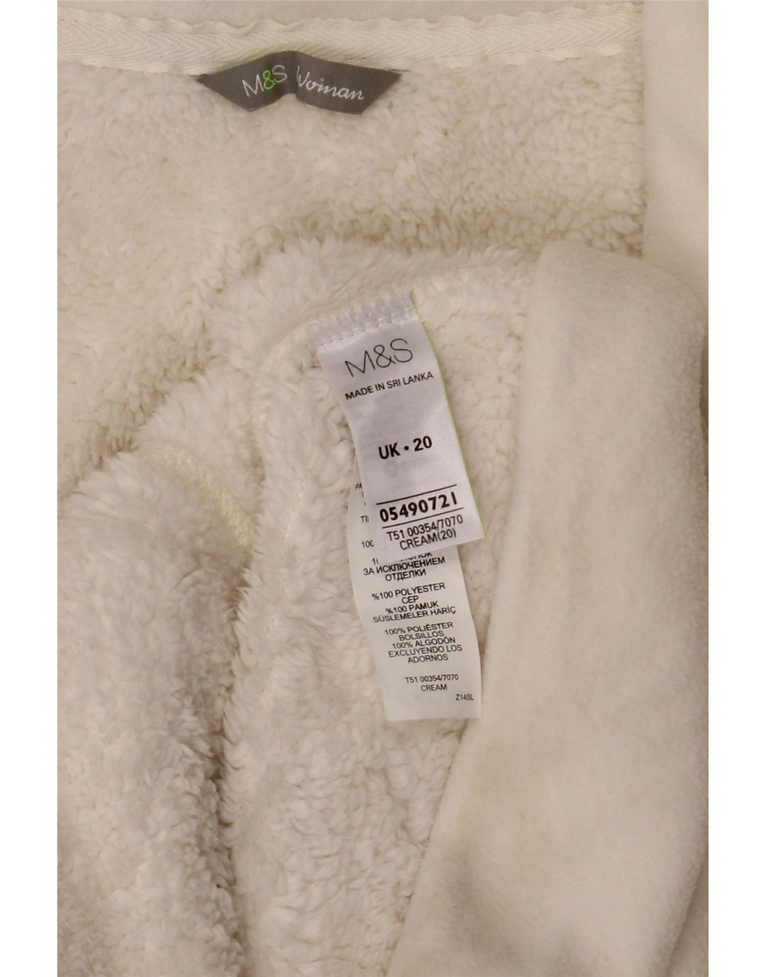 Marks & Spencer Fleecejakke til kvinder UK 20 2XL Hvid Bomuld