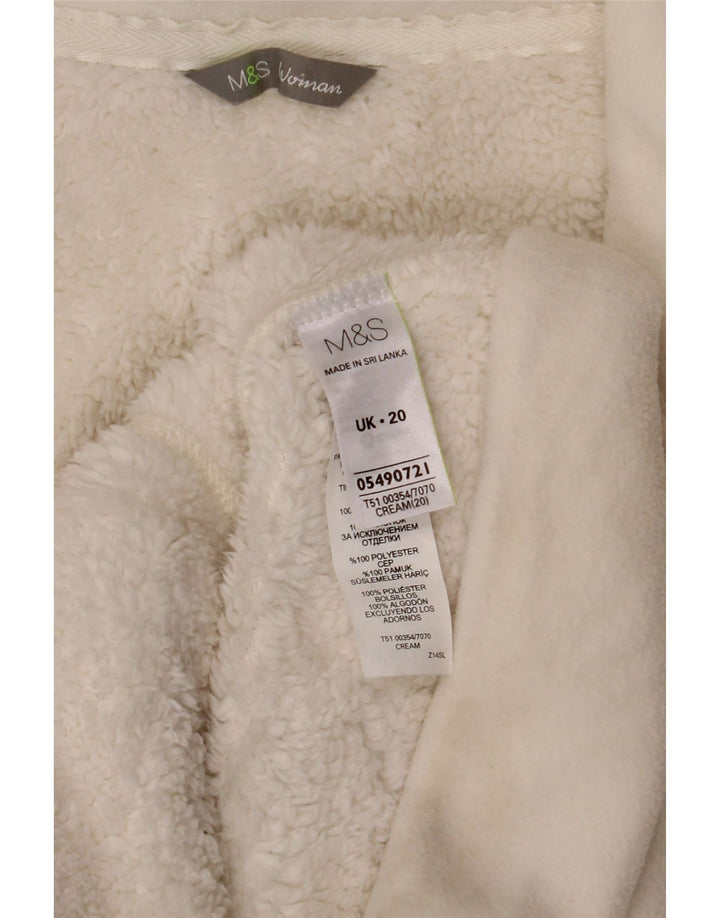 Marks & Spencer Fleecejakke til kvinder UK 20 2XL Hvid Bomuld
