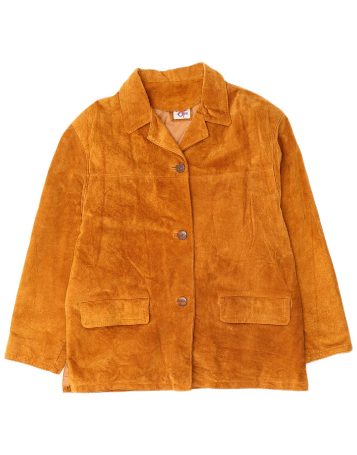 Vintage dame ruskindsjakke UK 16 Stor brun læder retro