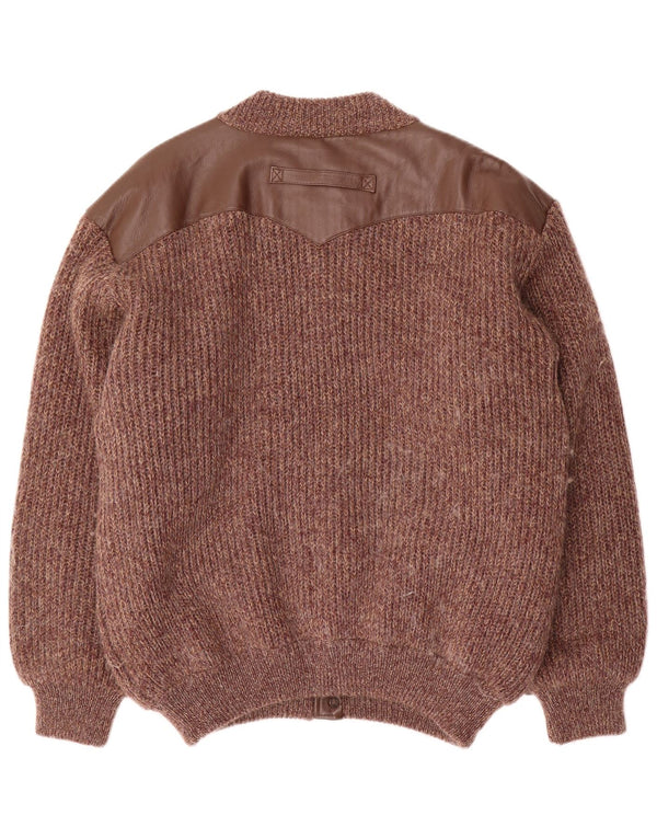 Ted Lapidus Herre Strik Bomber Jacket IT 52 XL Brun Flecked Uld