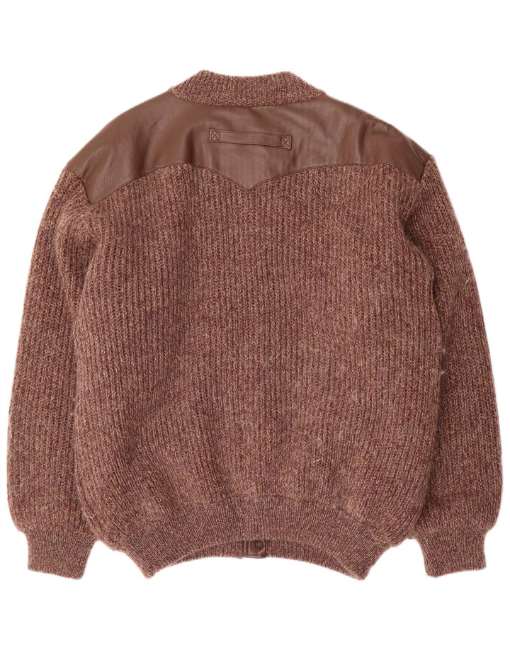 Ted Lapidus Herre Strik Bomber Jacket IT 52 XL Brun Flecked Uld