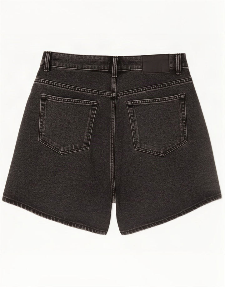 Zara Dame Denim Shorts EU 40 Medium W30 Sort Bomuld