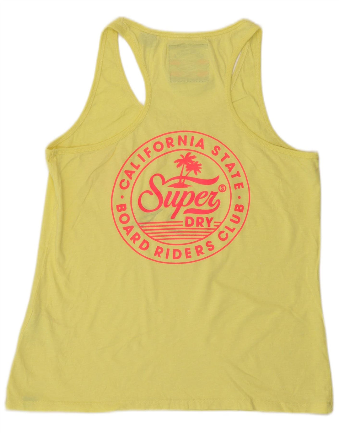 Superdry Womens Grafisk Vest Top UK 12 Medium Gul Bomuld