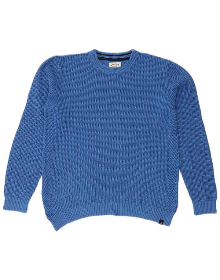 Fat Face Herre Regular Fit Crew Neck Jumper Sweater Stor Blå Bomuld