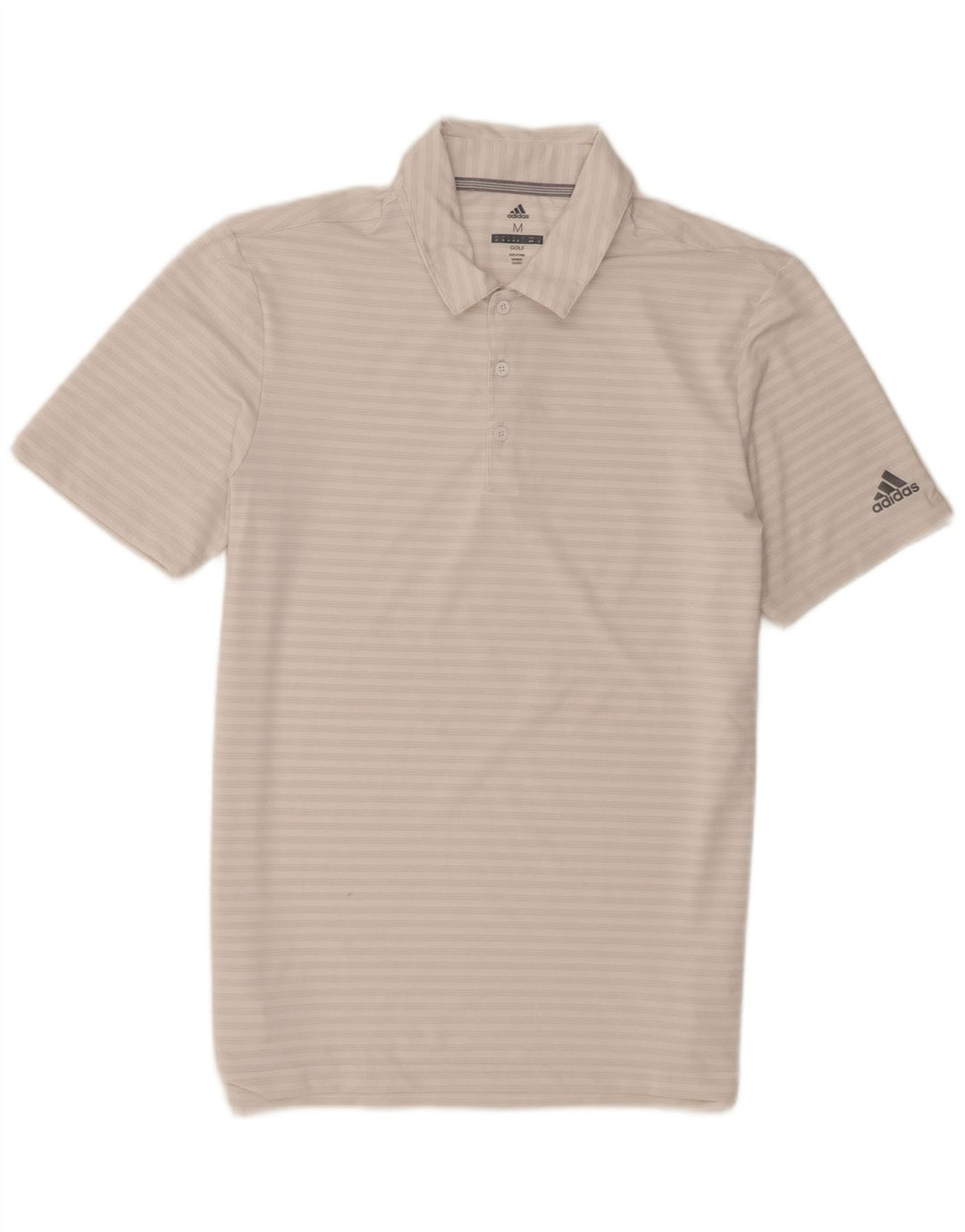 Adidas Herre Golf Polo Shirt Medium Hvid Stribet Polyester