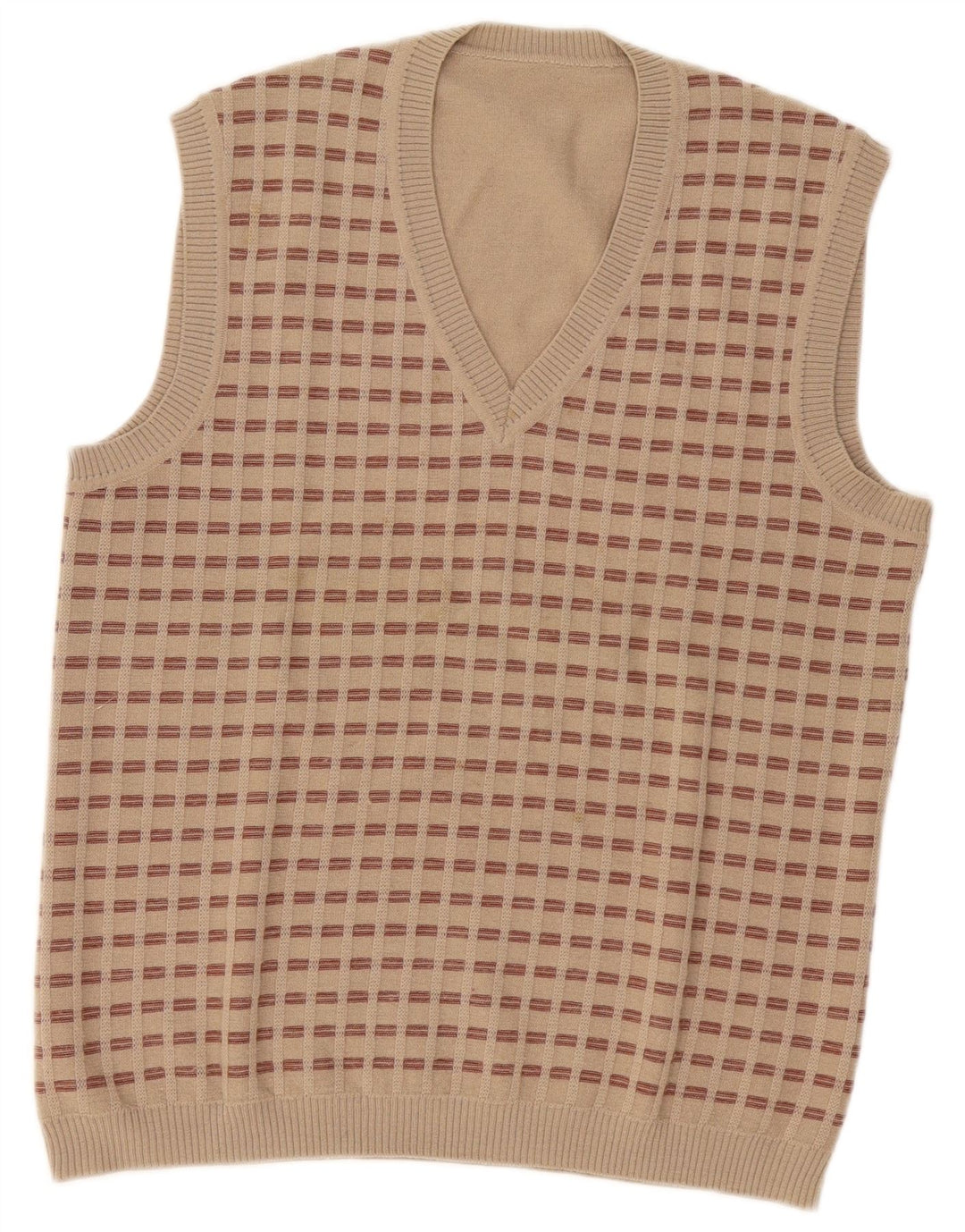 Vintage herrevest tanktop lille beige geometrisk