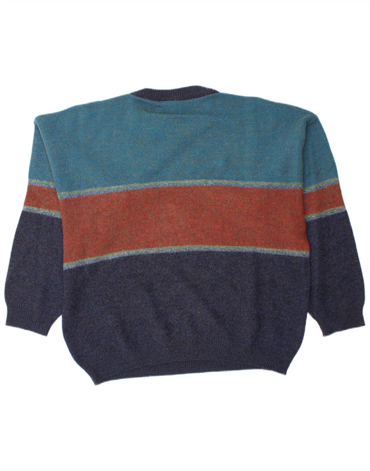 Demiro Herre Grafisk Crew Neck Jumper Sweater IT 50 Medium Blue Colourblock