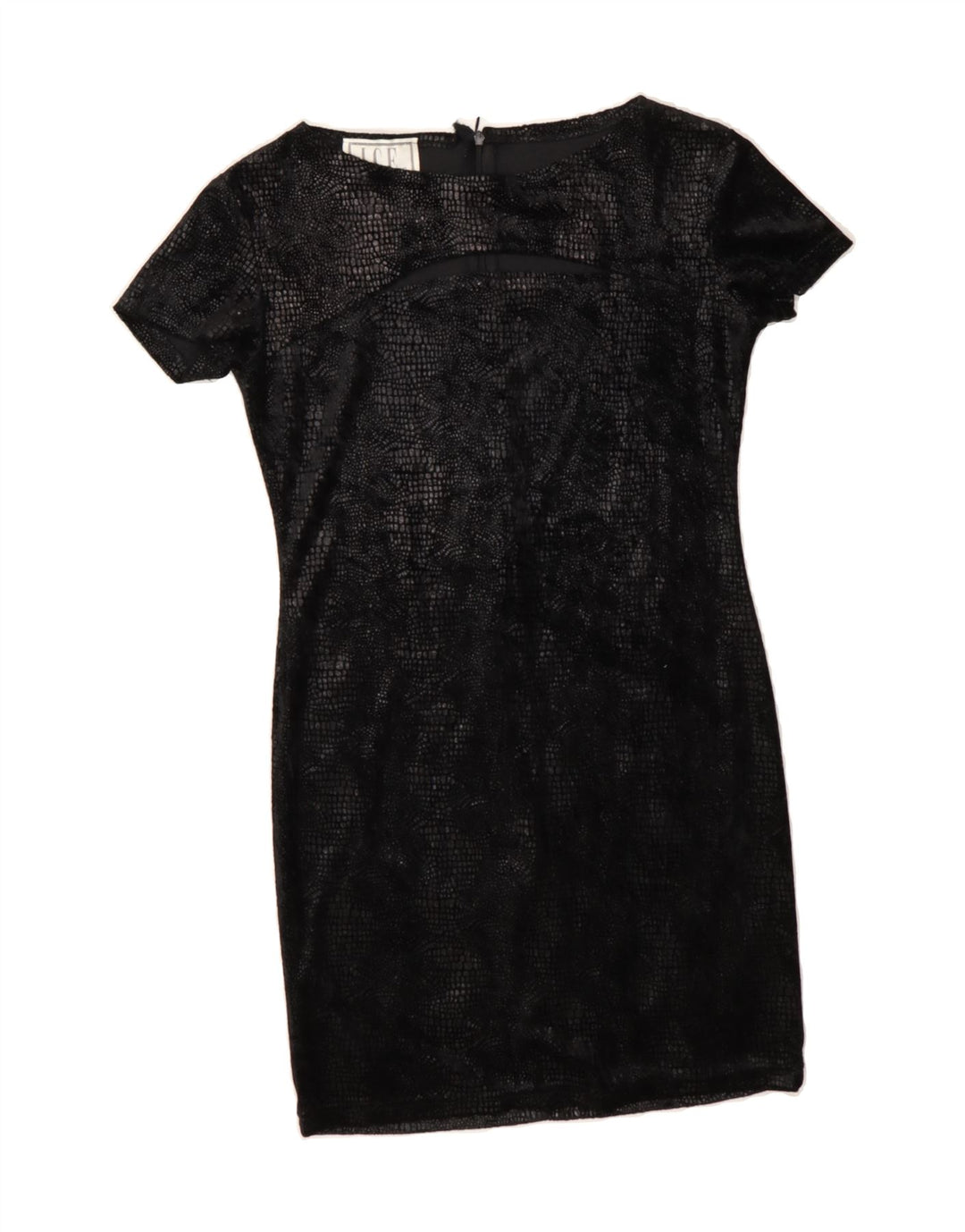 ICE Womens Sheath Dress UK 10 Small Black Animal Print Vintage Ice and Second-Hand Ice from Messina Hembry 