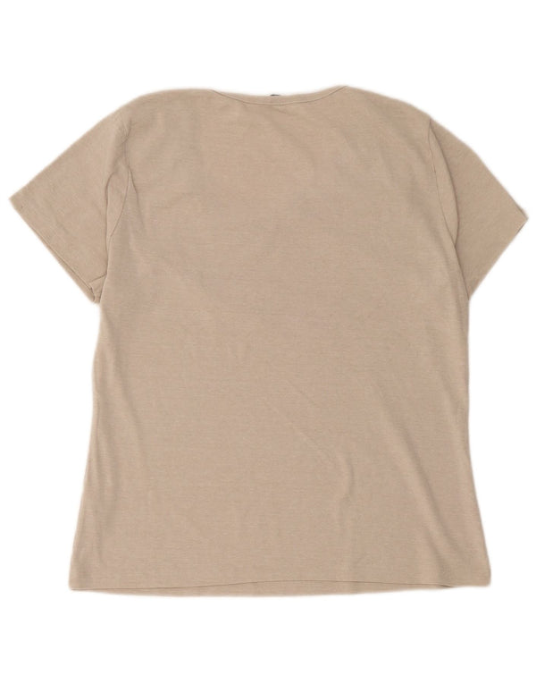 M&Co Dame Flæse Front Bluse Top UK 20 2XL Beige Bomuld
