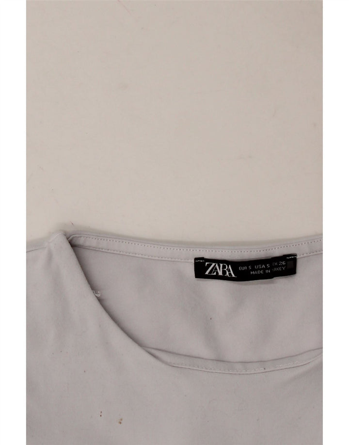 ZARA Womens Long Sleeve Bodysuit UK 10 Small Blue Vintage Zara and Second-Hand Zara from Messina Hembry 