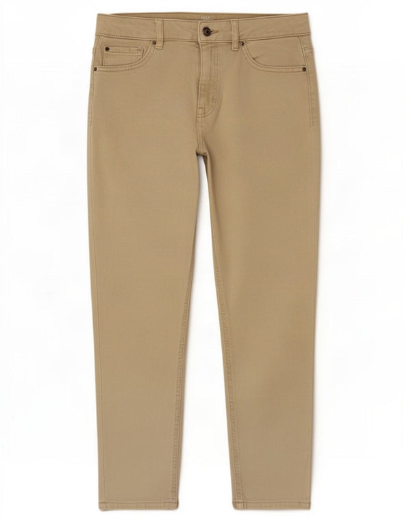 Marks & Spencer Womens Crop Casual Trousers UK 12 Medium W30 L25 Beige