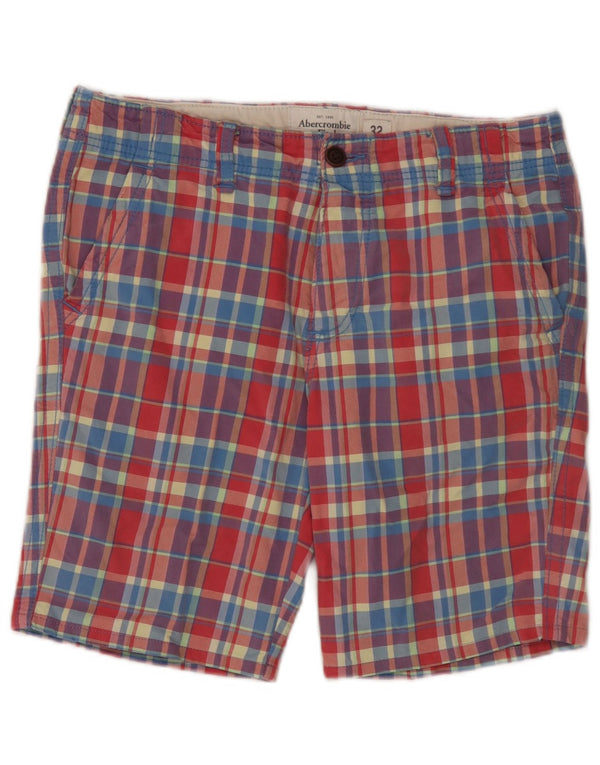 Abercrombie & Fitch Chino Shorts til mænd W32 Medium Flerfarvet ternet bomuld