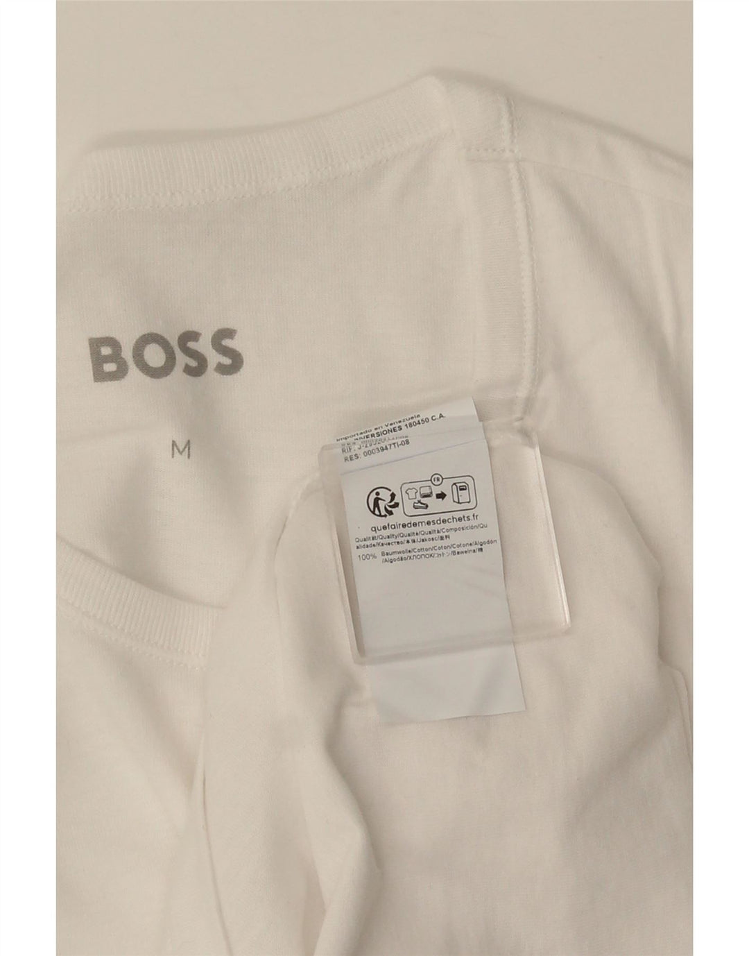HUGO BOSS Herre T-Shirt Top Medium Hvid Bomuld
