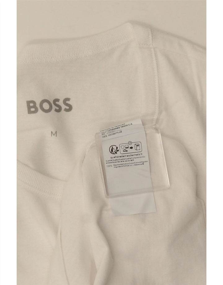 HUGO BOSS Herre T-Shirt Top Medium Hvid Bomuld