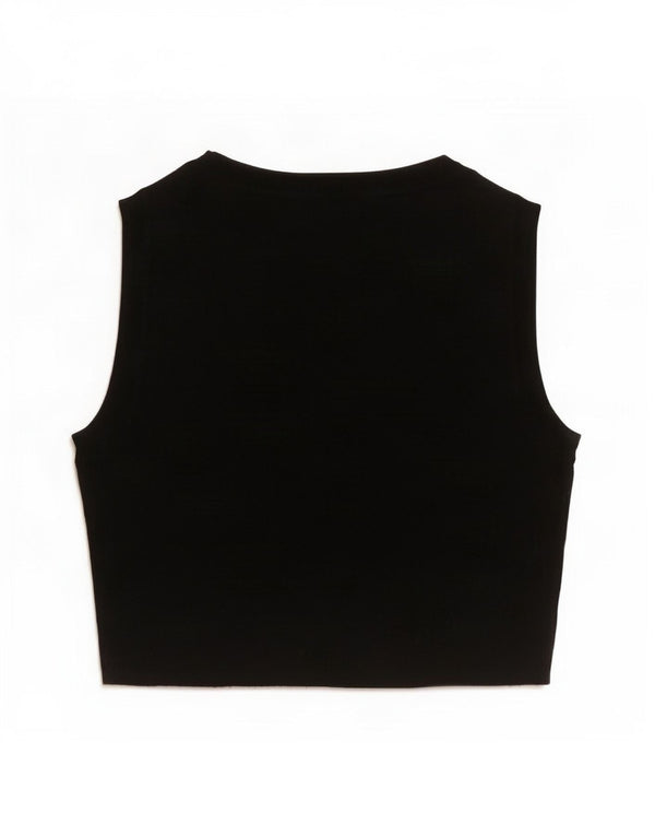 Zara Womens Crop Vest Top UK 8 Small Black Viscose