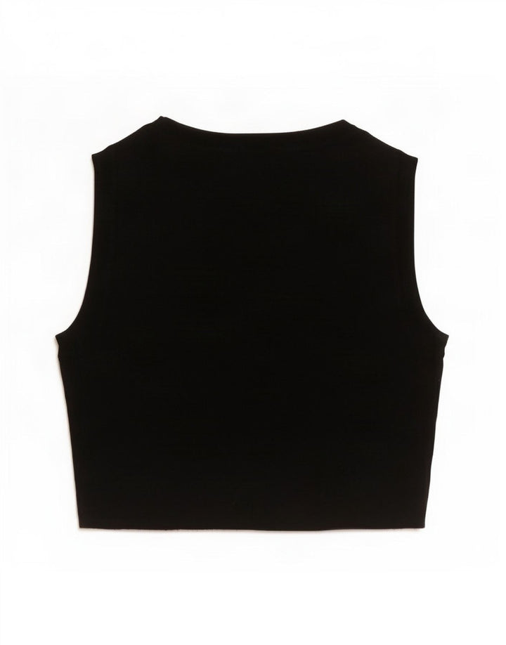 Zara Womens Crop Vest Top UK 8 Small Black Viscose