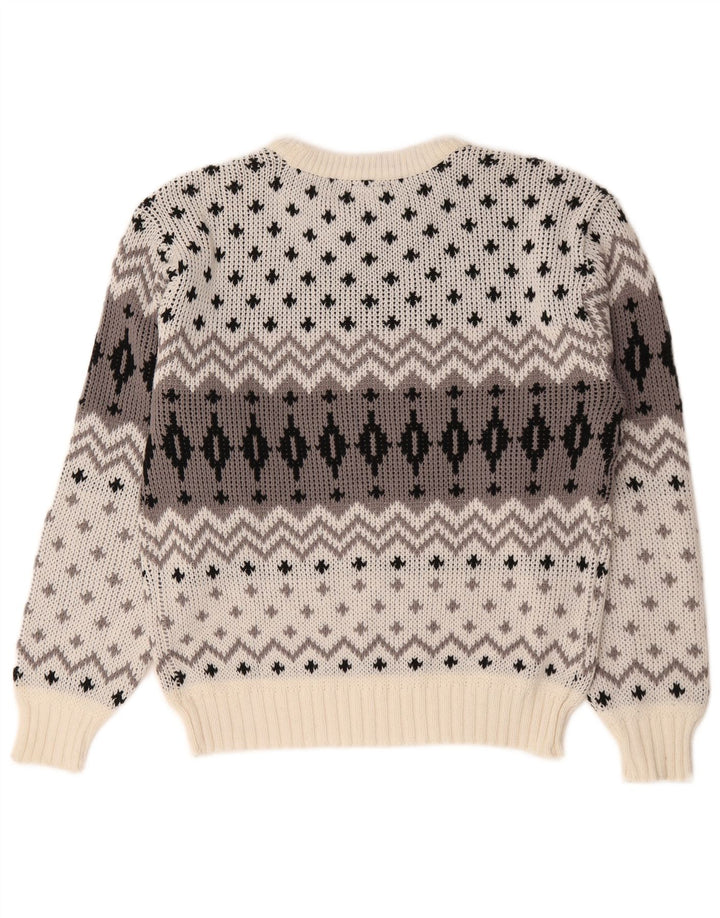 C&A Herre sweater med rund hals EU 48/50 Medium White Fair Isle