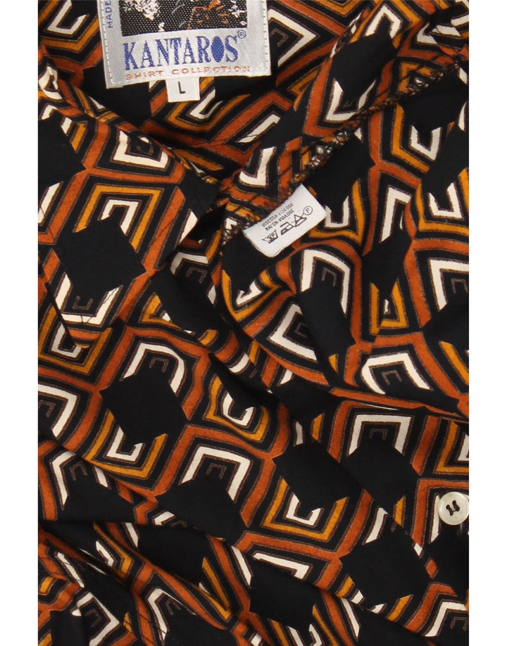 Kantaros herreskjorte stor brun geometrisk viskose