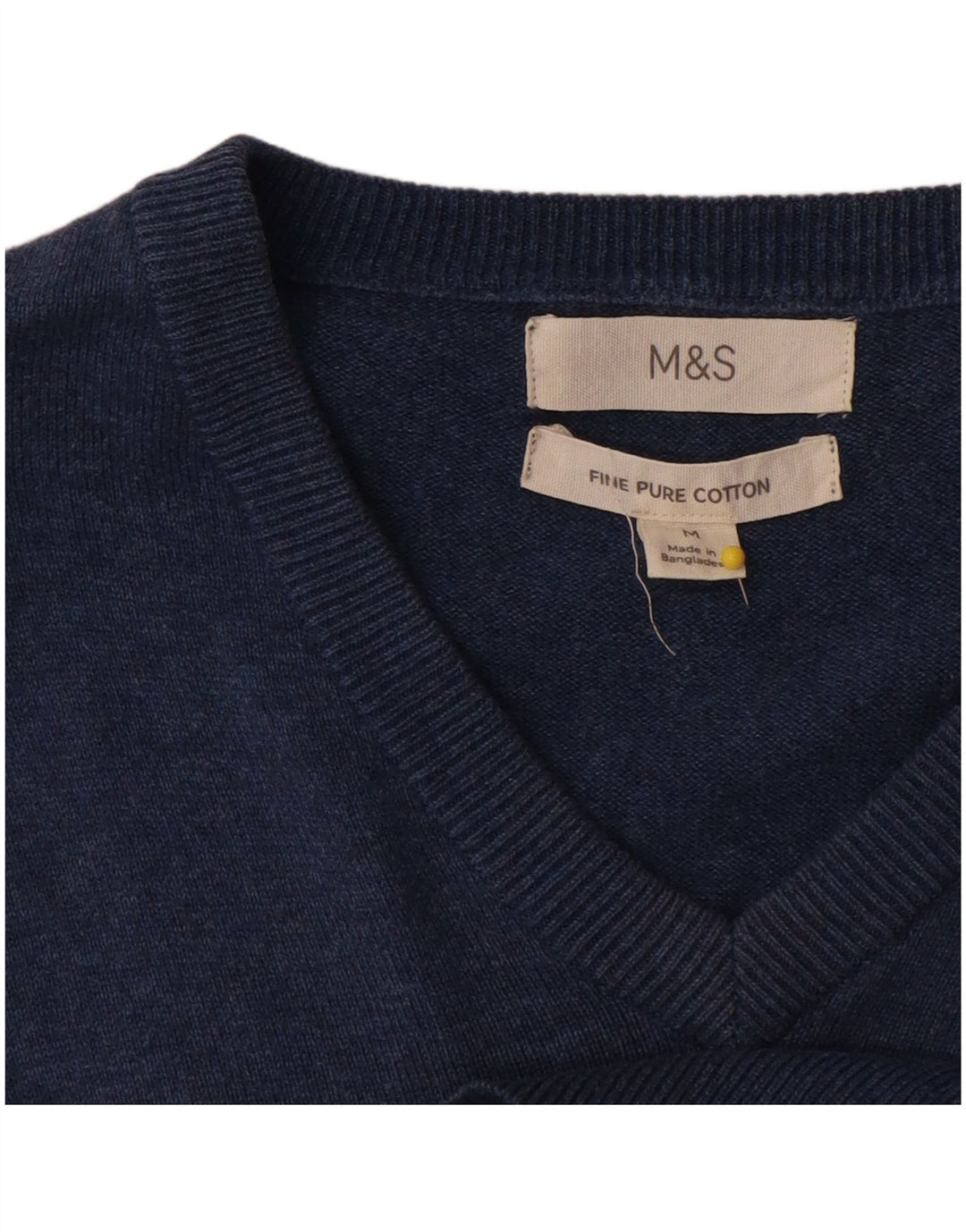 Marks & Spencer Herre V-hals sweater mellemblå bomuld
