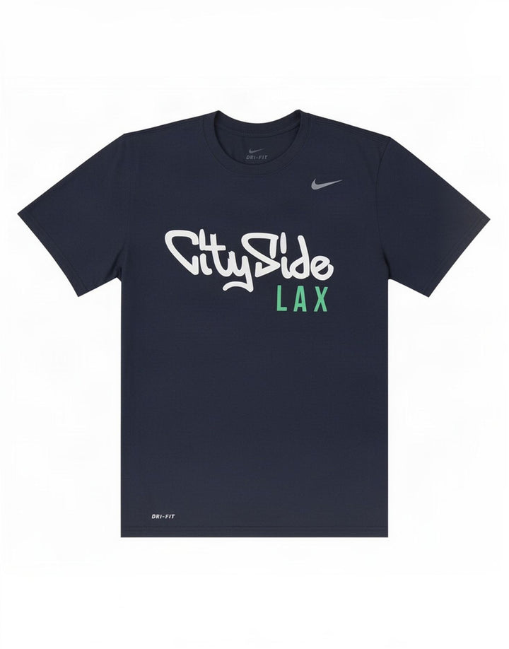 Nike Herre Dri Fit grafisk T-shirt top mellem marineblå polyester