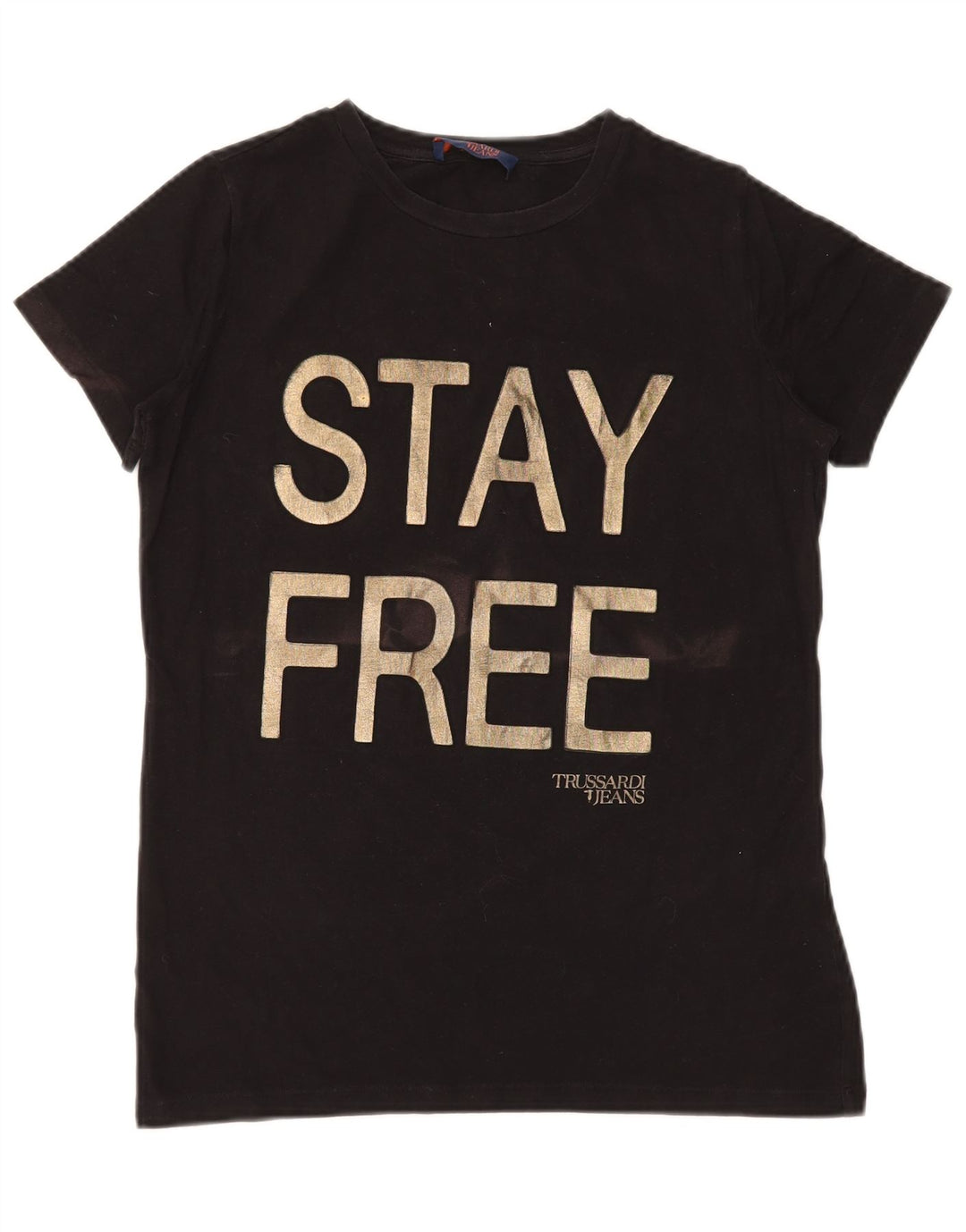 Trussardi Jeans Dame Grafisk T-Shirt Top UK 14 Medium Sort