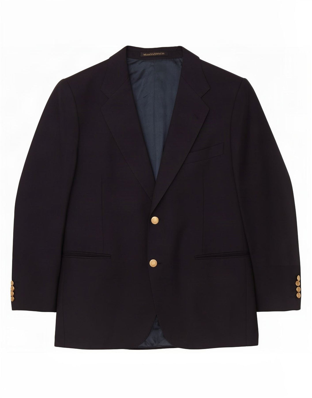 Marks & Spencer Herre Short 2 Button Blazer Jacket Large Navy Blue Wool