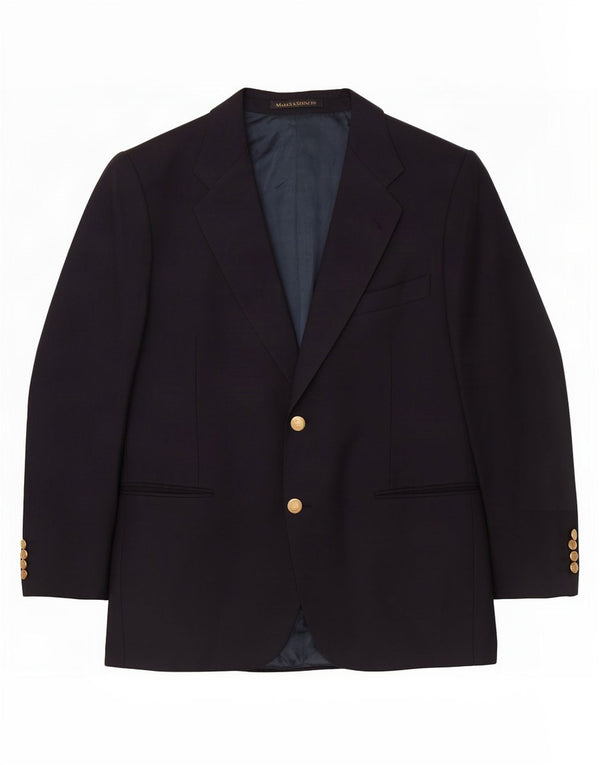 Marks & Spencer Herre Short 2 Button Blazer Jacket Large Navy Blue Wool