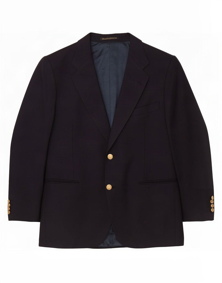 Marks & Spencer Herre Short 2 Button Blazer Jacket Large Navy Blue Wool