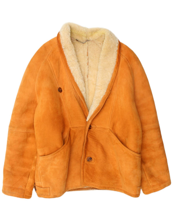 VINTAGE Herre Shearling Jacket IT 52 XL Beige Shearling