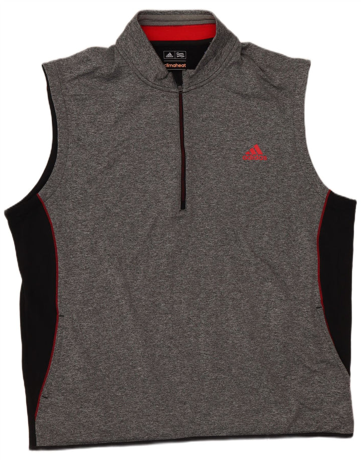 Adidas Herre Climaheat Ærmeløs Pullover Træningsdragt Top XL Grå Colourblock