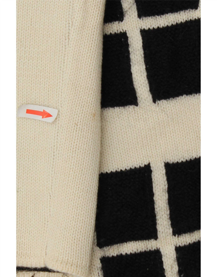 Halvfjerds Dame Crop Open Cardigan Sweater IT 42 Medium Off White Geometrisk