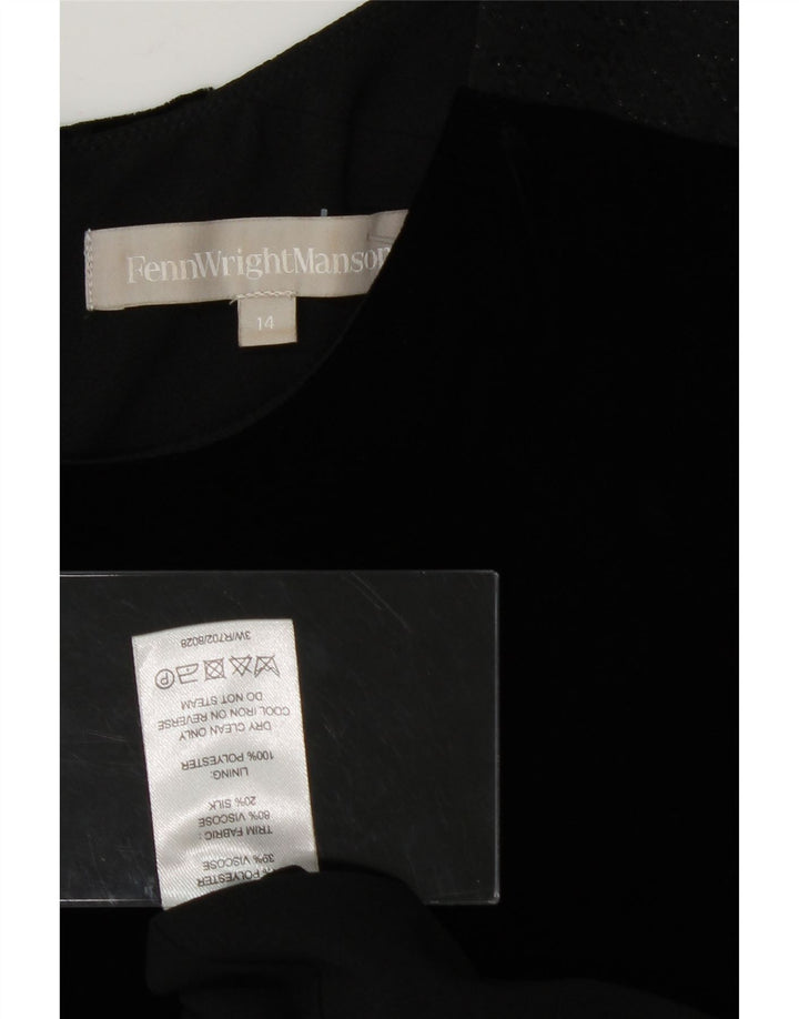 FENN WRIGHT MANSON Womens Bodycon Dress UK 14 Medium Black Colourblock Vintage Fenn Wright Manson and Second-Hand Fenn Wright Manson from Messina Hembry 